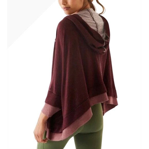 XS We the Free People Bonfire Hoodie Cropped Sweatshirt Fig Maroon Oversized Coz - Picture 9 of 11
